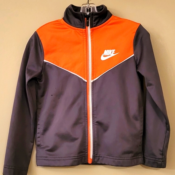Nike grey/orange zip up athletic sweater - Picture 1 of 5